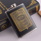 8oz Whisky-Flasche aus Edelstahl Alkohol-Trichter Hüftflasche Bestickte Goldene Seidenstoff Verpackung Geschenk-Box Set