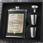 8oz Whisky-Flasche aus Edelstahl Alkohol-Trichter Hüftflasche Bestickte Goldene Seidenstoff Verpackung Geschenk-Box Set