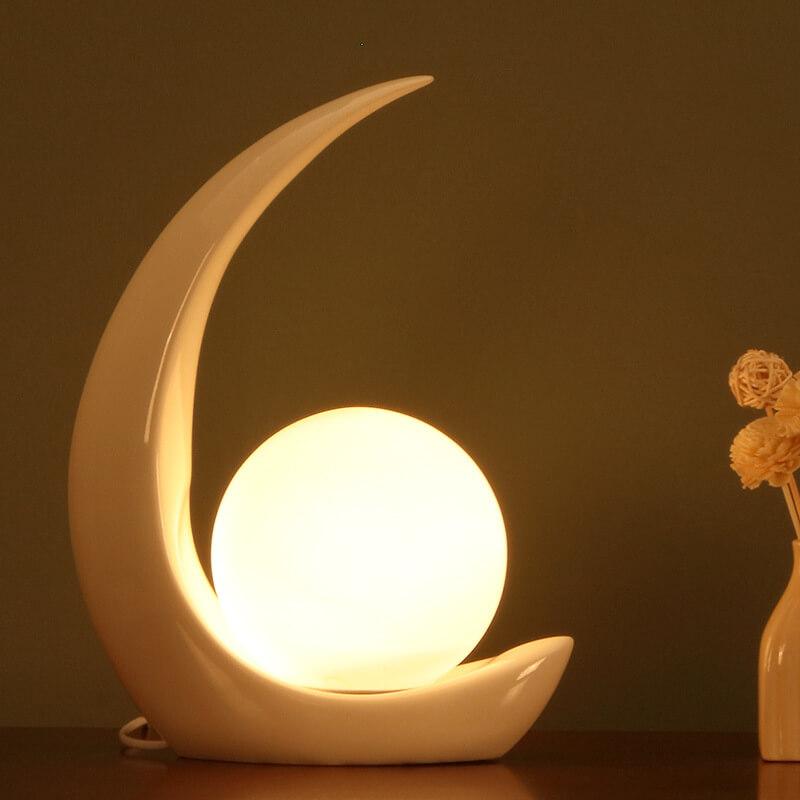 Frendorf | Lunovia LED Tischlampe mit Halbmond-Design | Kreatives Dekolicht | Dimmbar & Vielseitig