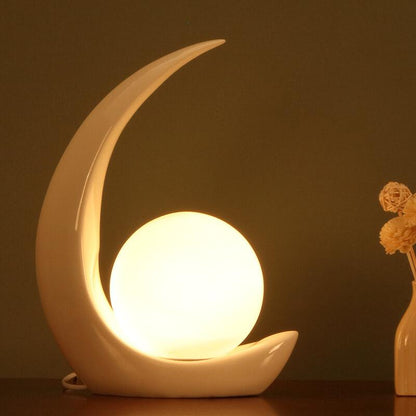 Frendorf | Lunovia LED Tischlampe mit Halbmond-Design | Kreatives Dekolicht | Dimmbar & Vielseitig