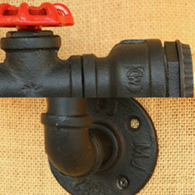Frendorf | Matte Black 2 Glühbirnen Wandmontage Licht Industriestil Metall Wasserrohr Wandbeleuchtung für Schlafzimmer