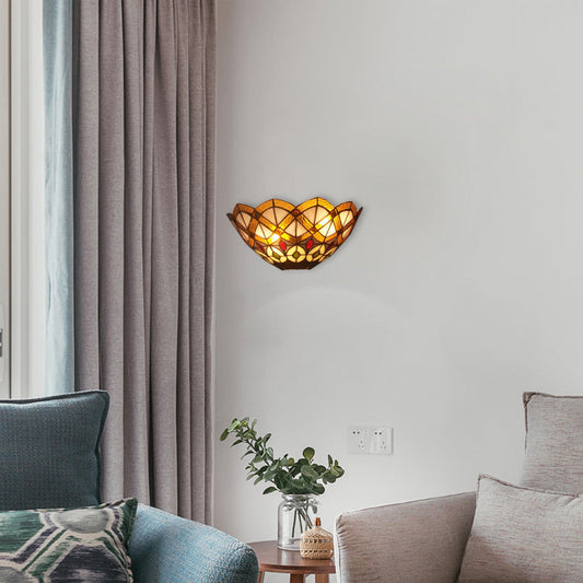 Frendorf | Glas-in-lood schaal wandlamp met pauwenontwerp 2 lichten Victoriaanse wandlamp