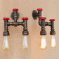 Frendorf | Loft Industriële Pijp Wandverlichtingsarmatuur met Ventielwiel 2 Lichten Wrought Iron Wandlamp in Antiek Brons