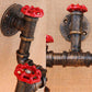 Frendorf | Loft Industriële Pijp Wandverlichtingsarmatuur met Ventielwiel 2 Lichten Wrought Iron Wandlamp in Antiek Brons