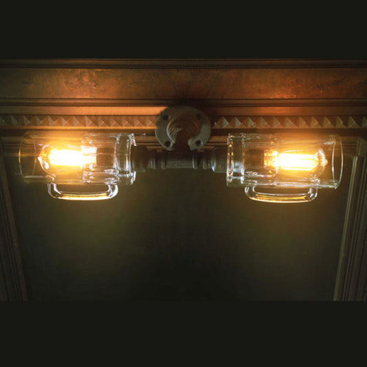 Frendorf | Klar 2 Glühbirnen Wand Sconce Licht Vintage Stilvolle Glas Bierkrug Wandbeleuchtung Leuchte für Bar