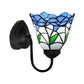 Frendorf | Glas-in-lood Bloem Wandlamp Tiffany 1 Hoofd Wit/Zwart/Luchtblauw Wandlamp voor Woonkamer