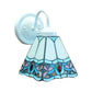 Frendorf | Glas-in-lood Bloem Wandlamp Tiffany 1 Hoofd Wit/Zwart/Luchtblauw Wandlamp voor Woonkamer