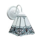 Frendorf | Glas-in-lood Bloem Wandlamp Tiffany 1 Hoofd Wit/Zwart/Luchtblauw Wandlamp voor Woonkamer