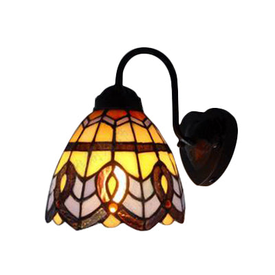 Frendorf | Glas in lood Koepel Wandlamp Armatuur Barok 1 Kop Blauw Sconces Licht voor Woonkamer