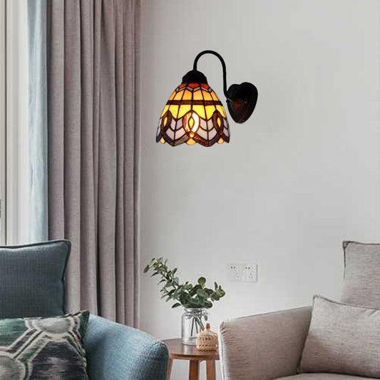 Frendorf | Glas in lood Koepel Wandlamp Armatuur Barok 1 Kop Blauw Sconces Licht voor Woonkamer