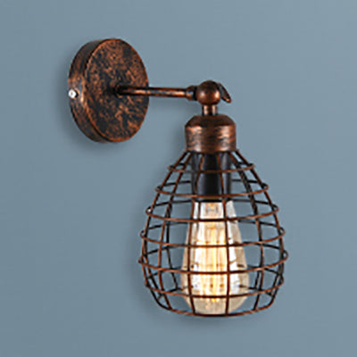 Frendorf | Rust Finish 1 Licht Wandraffiniert Industriedesign Metall Glocken Käfig Schirm Verstellbare Wandleuchte Beleuchtung für Wohnzimmer
