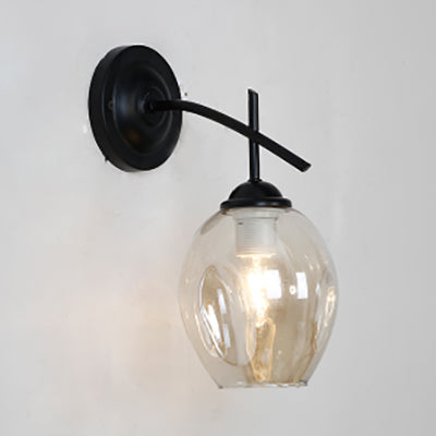 Frendorf | 1 Licht Dimpled Glas Wandlamp Licht Moderne Zwarte Globe Woonkamer Verlichtingsarmatuur