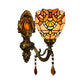 Frendorf | Victorian Schalen Wandbeleuchtung mit Kristall Dekoration Buntglas 1 Licht Wandmontage Licht