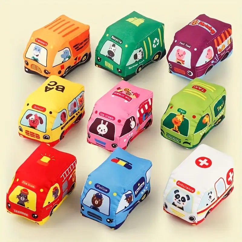 Frendorf | 2in1 Sensorische Plüsch Spielzeug Autos mit Straßenmatte und Tasche für Unterwegs