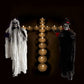 90 cm Halloween Hängender Schädel Schwarz Weiß Rattan Kranz Spukhaus Requisiten Horror Party Halloween Dekoration Zuhause Außen 2022