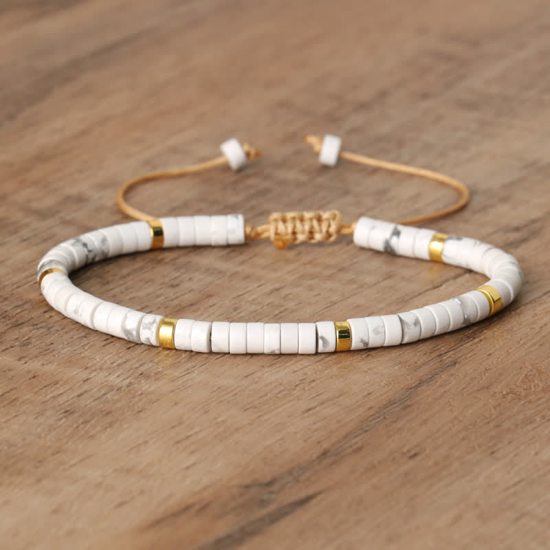 Frendorf | Geflochtenes Armband mit 2,4 mm Naturstein-Rollern – Seraphina