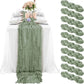 90x300 cm gestrickter Tischläufer Hochzeit Geburtstagsparty Bankett Dekoration Gaze Stoff Voile Tischdecke Twist Tischdecke