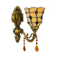 Frendorf | Amber Glass Bell Wandlamp met Kleurige Kraal Vintage Stijl 1 Lichts Wandlamp voor Slaapkamer