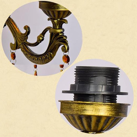 Frendorf | Amber Glass Bell Wandlamp met Kleurige Kraal Vintage Stijl 1 Lichts Wandlamp voor Slaapkamer