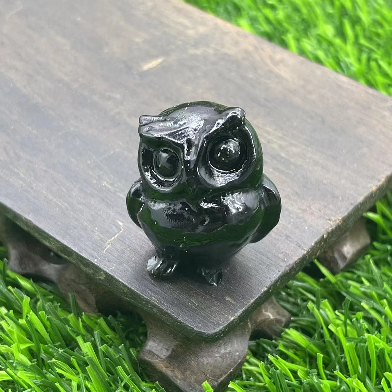 Frendorf 3.5cm natürliche Kristall Eule Ornament Edelstein Dekoration