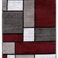 Frendorf | TeppiLux Modern Box Design Teppich | Rot, Grau & Weiß | Wohn- & Schlafzimmer | Pflegeleicht & Rutschfest