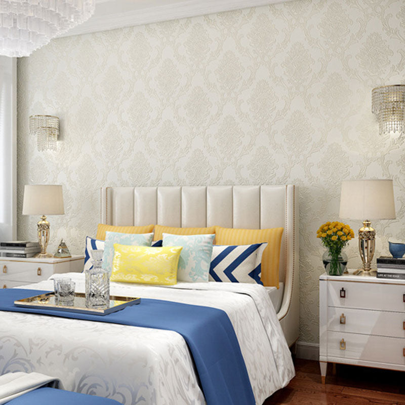 Nicht-klebendes Tapete 57,1 Quadratfuß. Nordic Luxe 3D-geprägte Damasque Wandverkleidung für das Gästezimmer und Café