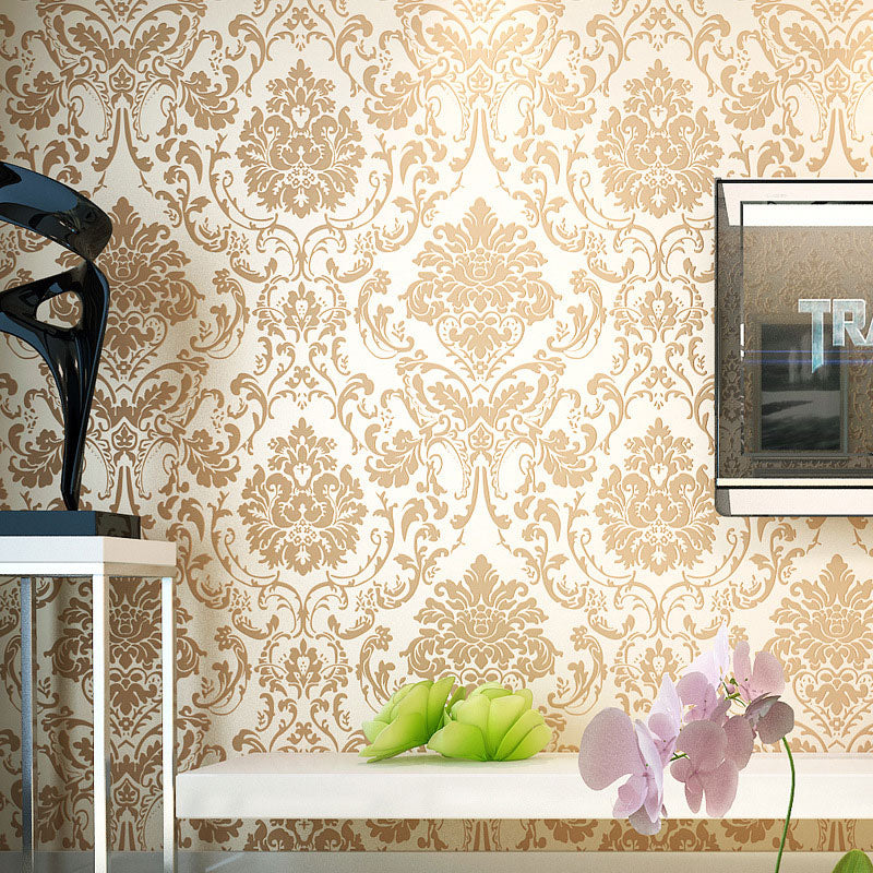 Frendorf | 33-Fuß x 20,5-Zoll Tapete Nordische Luxus 3D-Effekt Damast Design Wandbelag, ungeraut