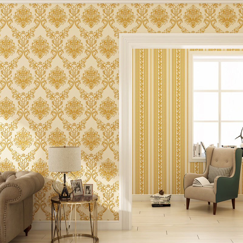 Luxe Damast Design Wanddekoration Unpasteurisierte Tapete für das Wohnzimmer, 33'L x 20.5"W