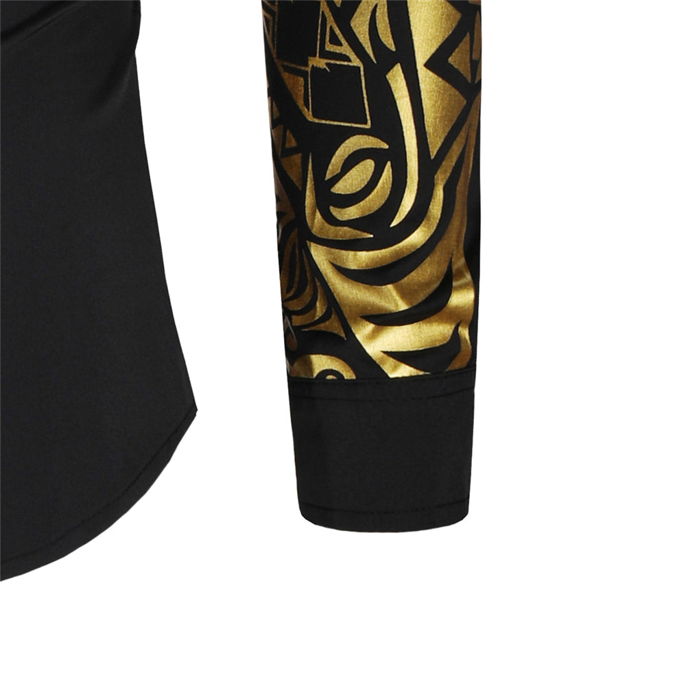 Frendorf | Luxus Gold Schwarz Hemd Männer Neu Slim Fit Langarm
