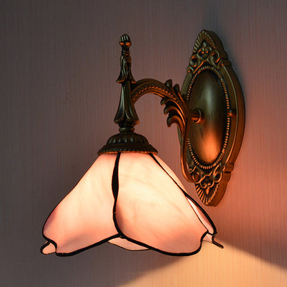Frendorf | Rosa Blumen Wandlampe Landhausglas 1 Licht Wandlampe für Schlafzimmer