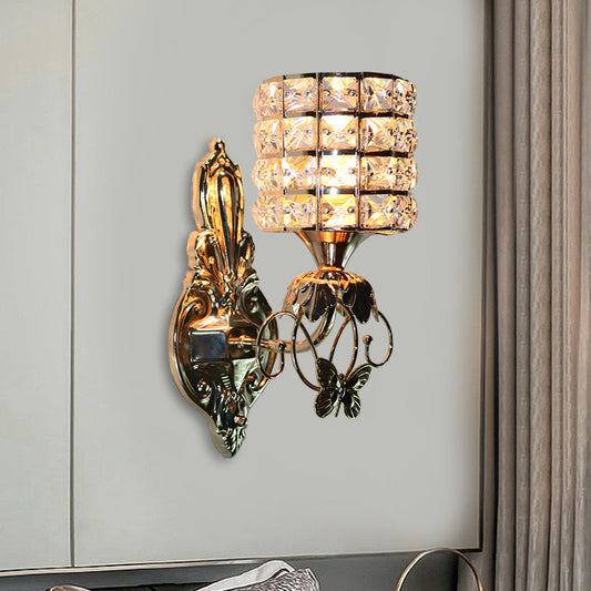 Frendorf | 1-Light Metall Wandleuchte Modernismus Zylinder Wohnzimmer Pendelleuchte mit Kristallschirm