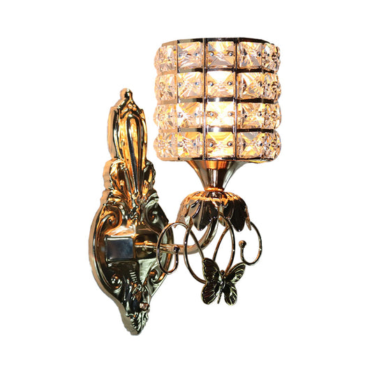 Frendorf | 1-Light Metall Wandleuchte Modernismus Zylinder Wohnzimmer Pendelleuchte mit Kristallschirm