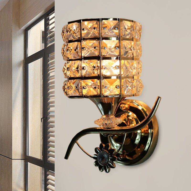 Frendorf | 1-Light Metall Wandleuchte Modernismus Zylinder Wohnzimmer Pendelleuchte mit Kristallschirm
