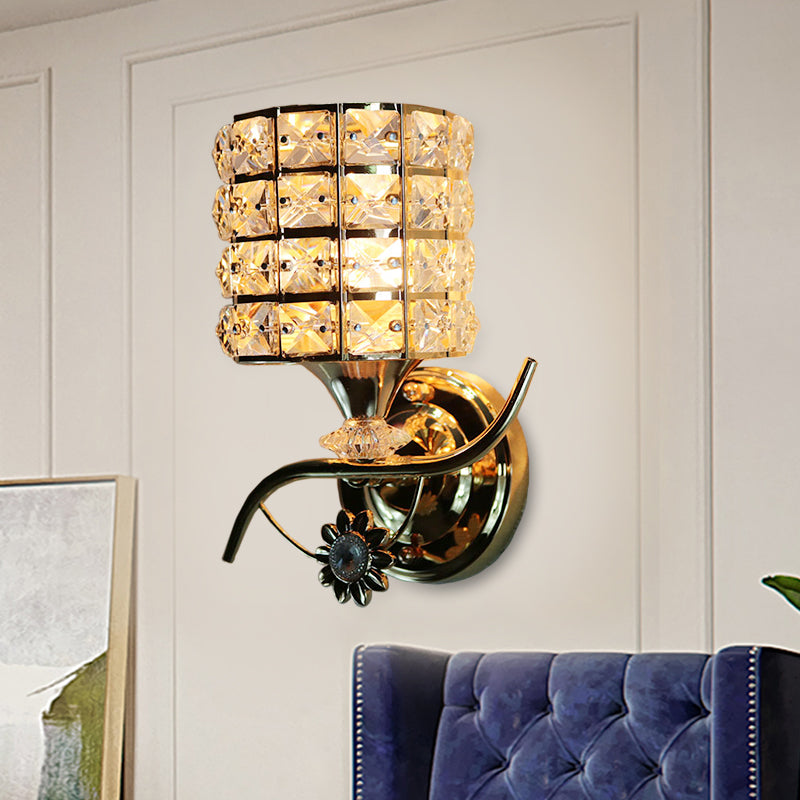 Frendorf | 1-Light Metall Wandleuchte Modernismus Zylinder Wohnzimmer Pendelleuchte mit Kristallschirm