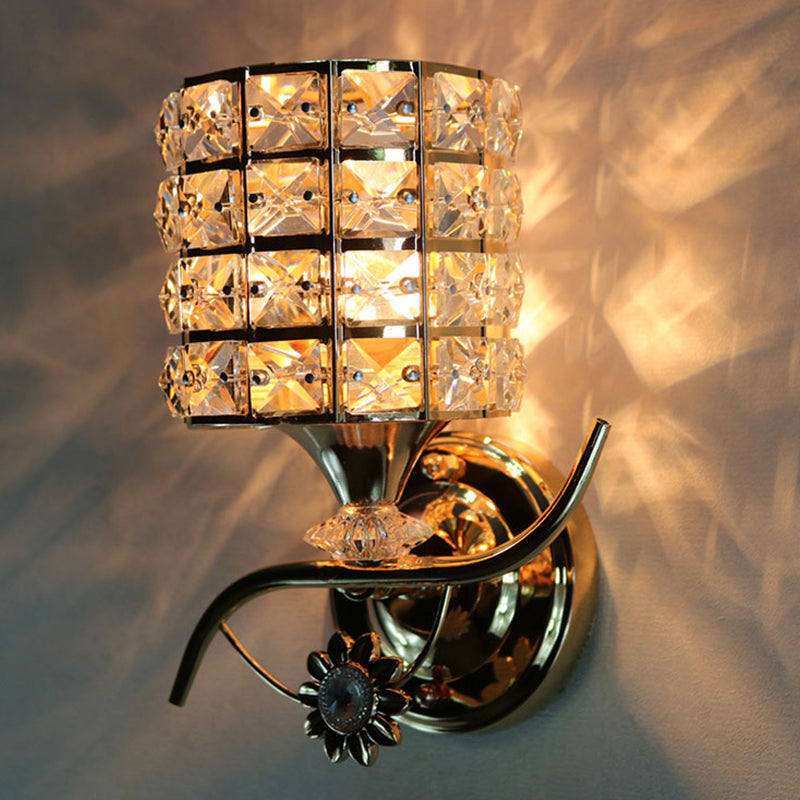 Frendorf | 1-Light Metall Wandleuchte Modernismus Zylinder Wohnzimmer Pendelleuchte mit Kristallschirm