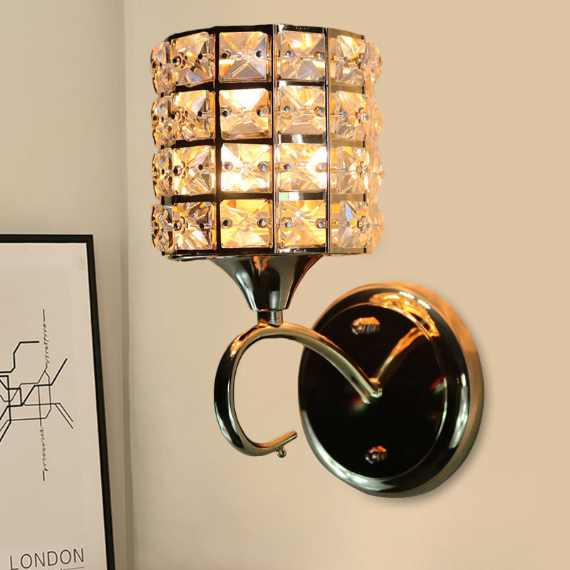 Frendorf | 1-Light Metall Wandleuchte Modernismus Zylinder Wohnzimmer Pendelleuchte mit Kristallschirm