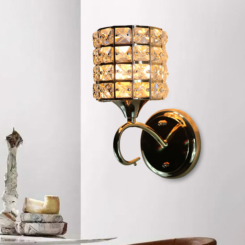Frendorf | 1-Light Metall Wandleuchte Modernismus Zylinder Wohnzimmer Pendelleuchte mit Kristallschirm