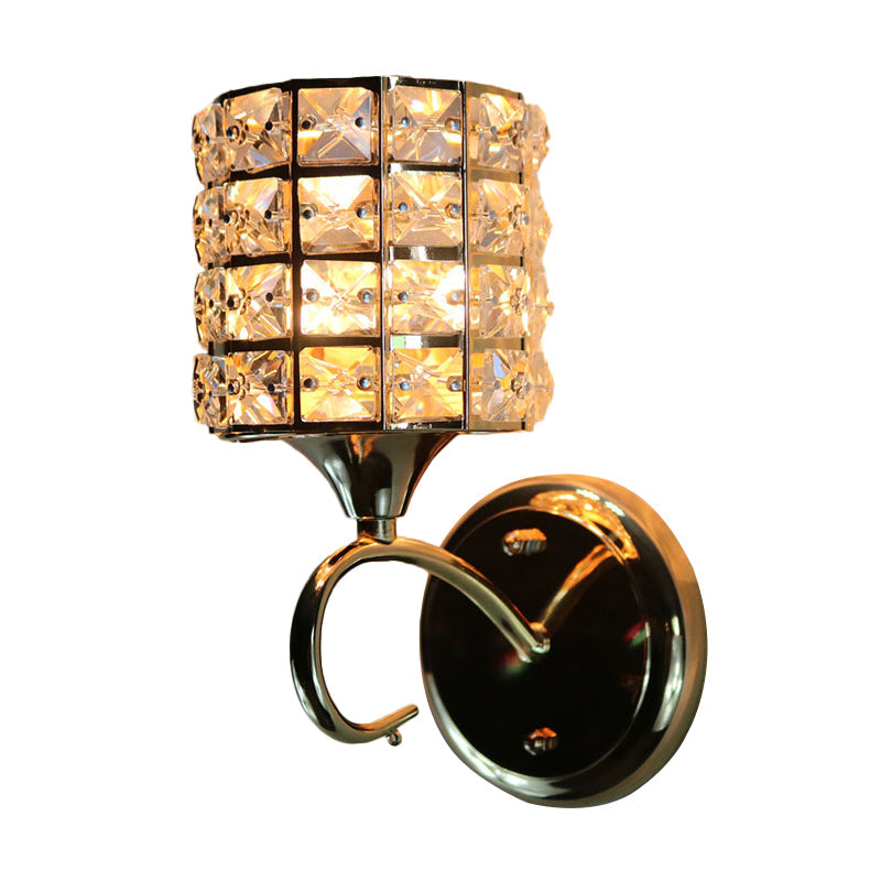 Frendorf | 1-Light Metall Wandleuchte Modernismus Zylinder Wohnzimmer Pendelleuchte mit Kristallschirm