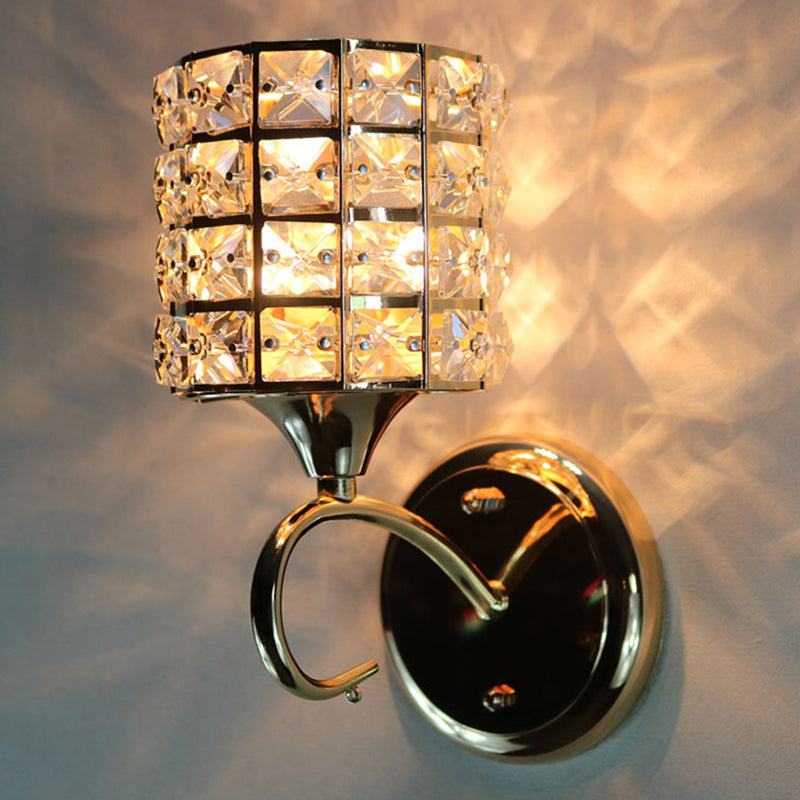Frendorf | 1-Light Metall Wandleuchte Modernismus Zylinder Wohnzimmer Pendelleuchte mit Kristallschirm