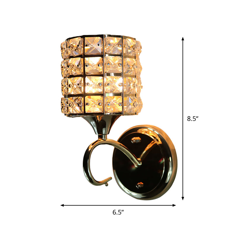 Frendorf | 1-Light Metall Wandleuchte Modernismus Zylinder Wohnzimmer Pendelleuchte mit Kristallschirm
