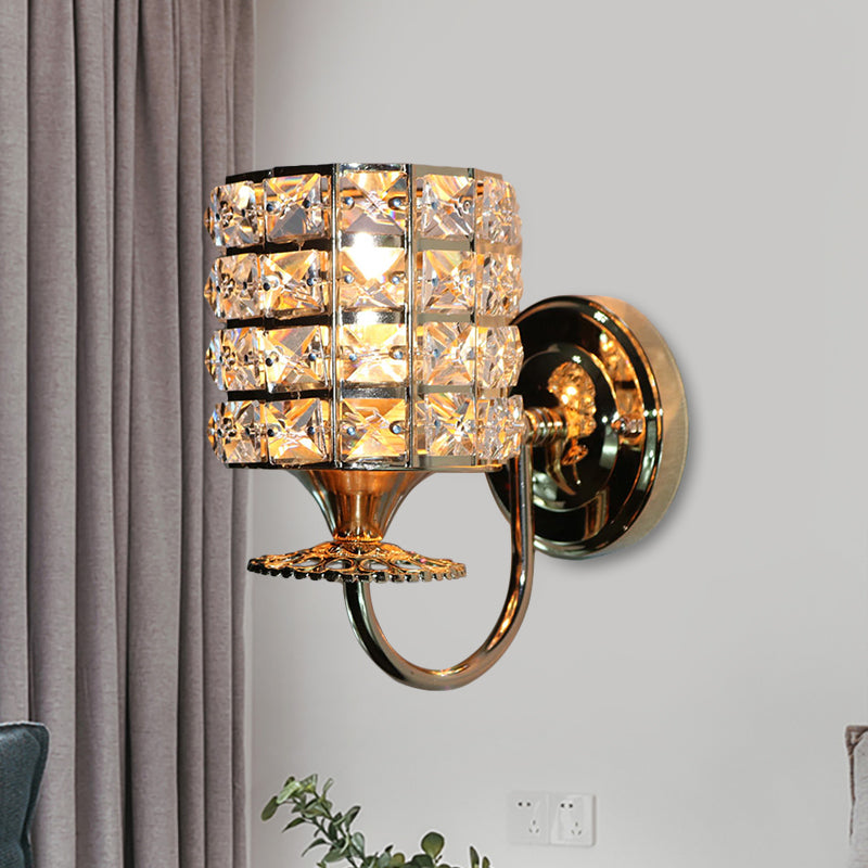 Frendorf | 1-Light Metall Wandleuchte Modernismus Zylinder Wohnzimmer Pendelleuchte mit Kristallschirm