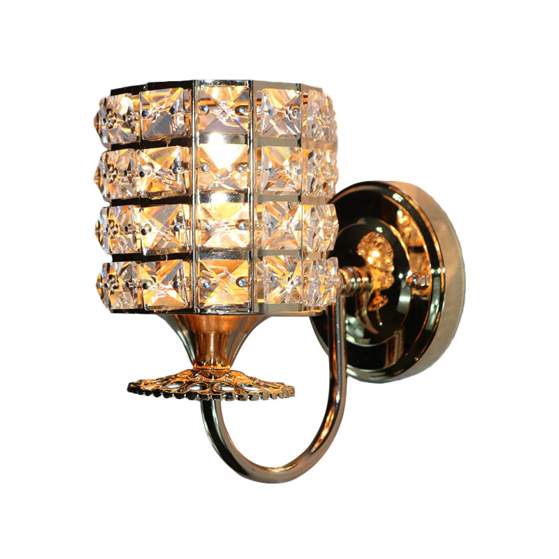 Frendorf | 1-Light Metall Wandleuchte Modernismus Zylinder Wohnzimmer Pendelleuchte mit Kristallschirm