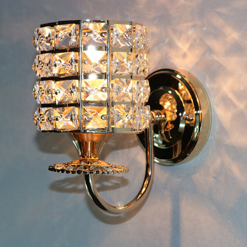 Frendorf | 1-Light Metall Wandleuchte Modernismus Zylinder Wohnzimmer Pendelleuchte mit Kristallschirm