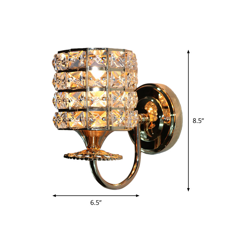 Frendorf | 1-Light Metall Wandleuchte Modernismus Zylinder Wohnzimmer Pendelleuchte mit Kristallschirm