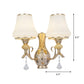 Frendorf | 2-Licht Wandleuchte mit Glockenschirm, geripptem Glas, nordisches Wohnzimmer, wandmontierte Lichtquelle in Gold