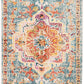 Boho Chic Oriental Medaillon Abgenutzter Teppich, Orange Teal