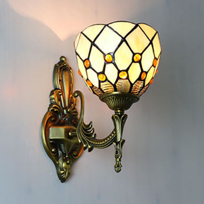 Frendorf | 1 Lichtschale Wandlicht Beige Glas Vintage Loft Wandleuchte Beleuchtung für Esszimmer