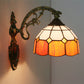 Frendorf | Gitterglas gewellter Wandlicht Tiffany-Stil 1 Kopf Orange/Blau/Rosa Wandmontierte Beleuchtungseinheit