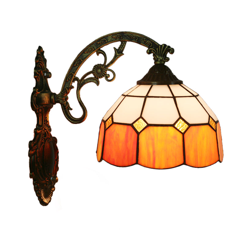 Frendorf | Gitterglas gewellter Wandlicht Tiffany-Stil 1 Kopf Orange/Blau/Rosa Wandmontierte Beleuchtungseinheit