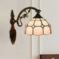 Frendorf | Gitterglas gewellter Wandlicht Tiffany-Stil 1 Kopf Orange/Blau/Rosa Wandmontierte Beleuchtungseinheit